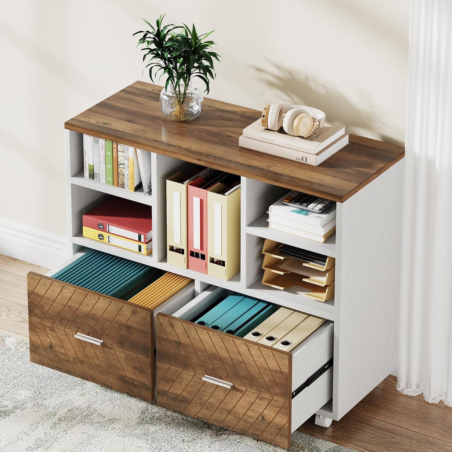Printer Stand - Armadietto Portadocumenti in Legno a 2